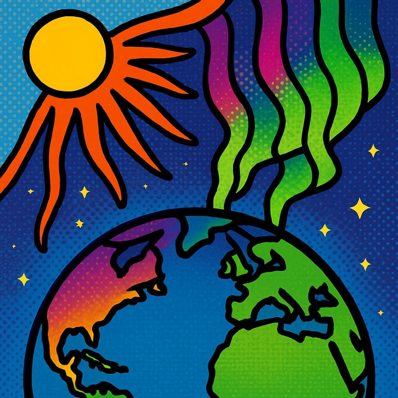 The northern lights are caused by solar wind hitting Earth's atmosphere.