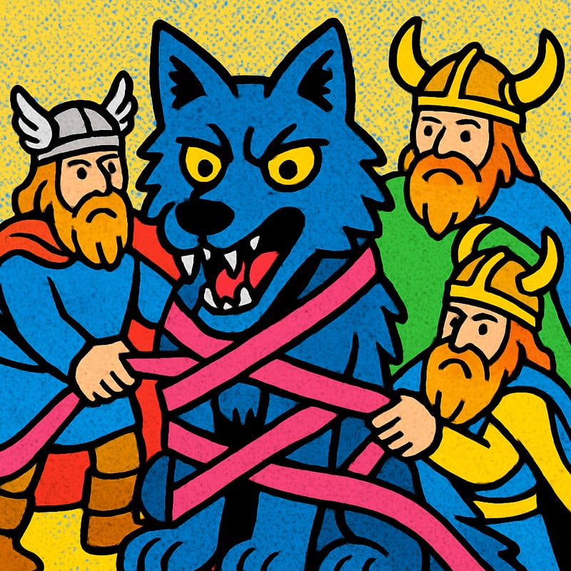 The Norse gods chained up a giant wolf named Fenrir with a magic ribbon.