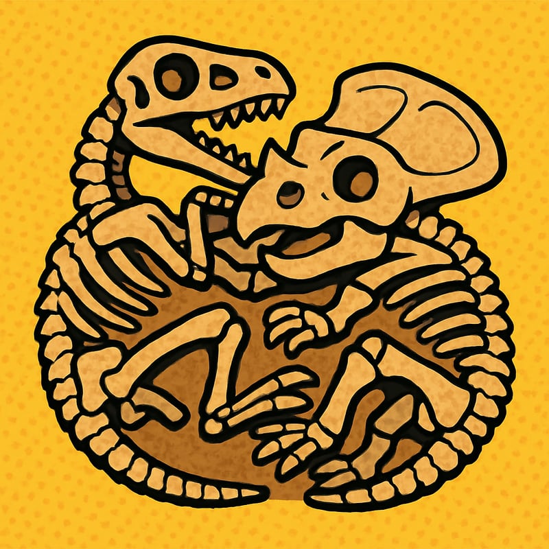 We have a fossil of two dinosaurs caught fighting to the death.