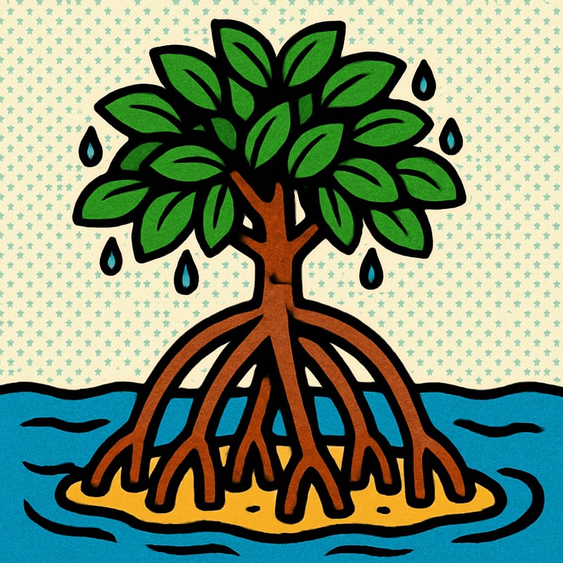 Mangrove trees grow with their feet in salty seawater.