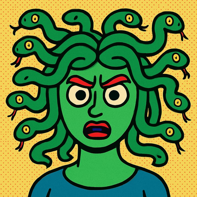 Medusa had living snakes for hair and a stone-turning stare.