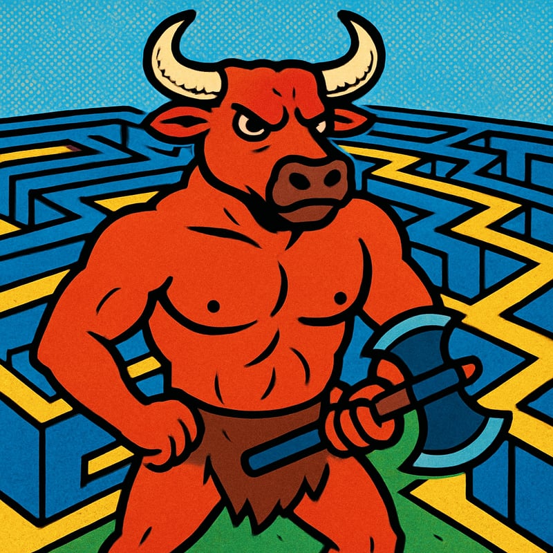 The Minotaur was a bull-headed monster trapped inside a maze.