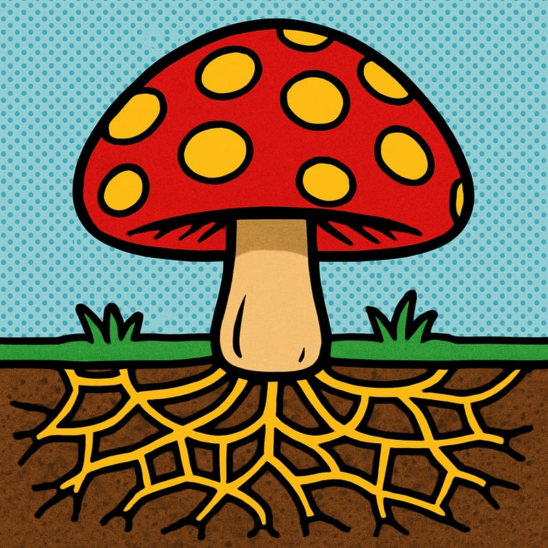 Most of a mushroom lives underground as a giant web of threads.