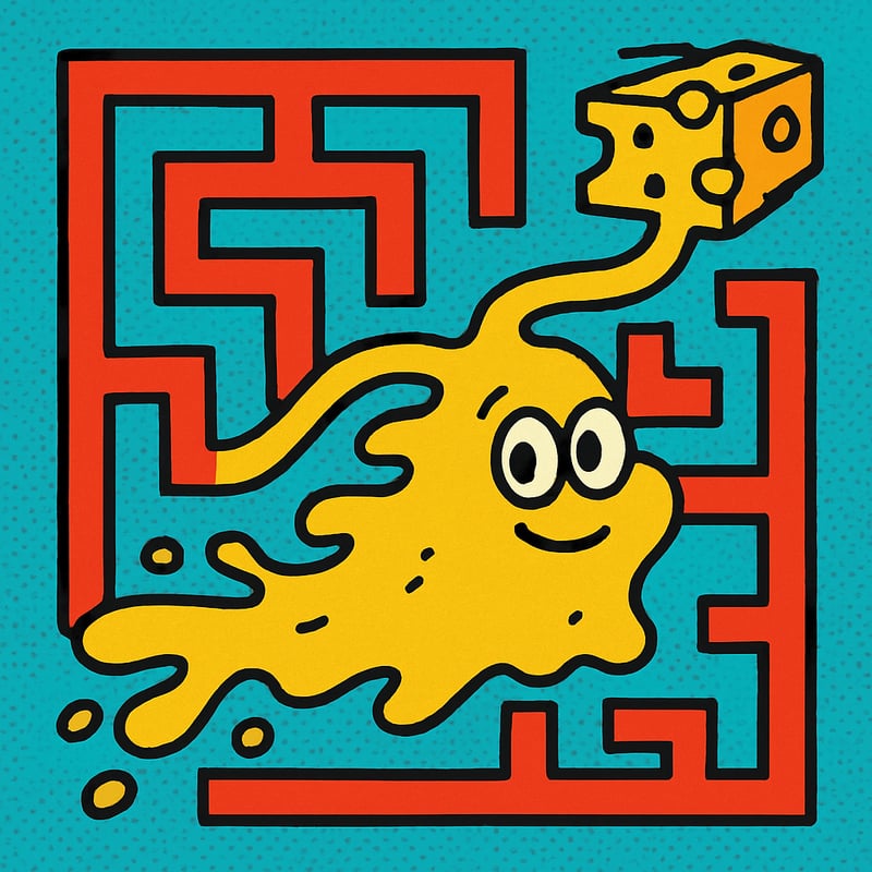 A brainless yellow slime can solve mazes.