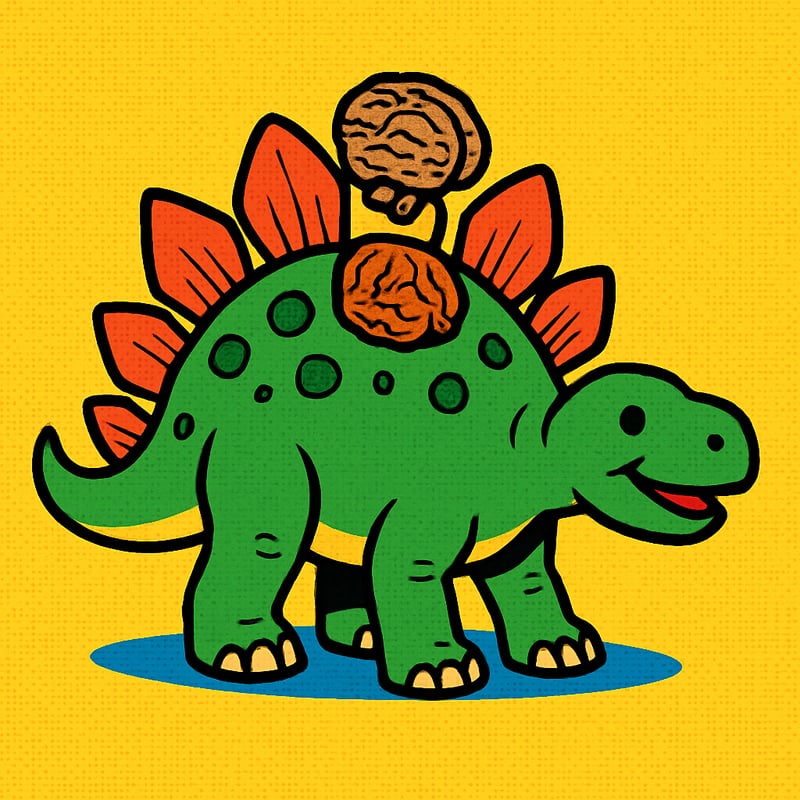 The Stegosaurus had a brain about the size of a walnut.
