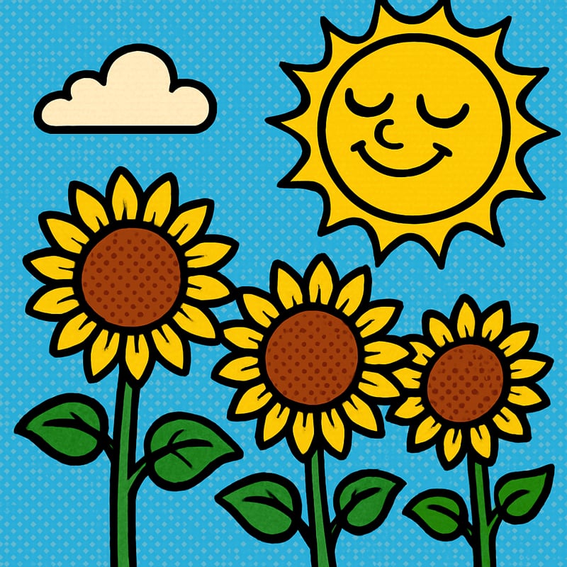 Young sunflowers swivel to follow the sun across the sky.