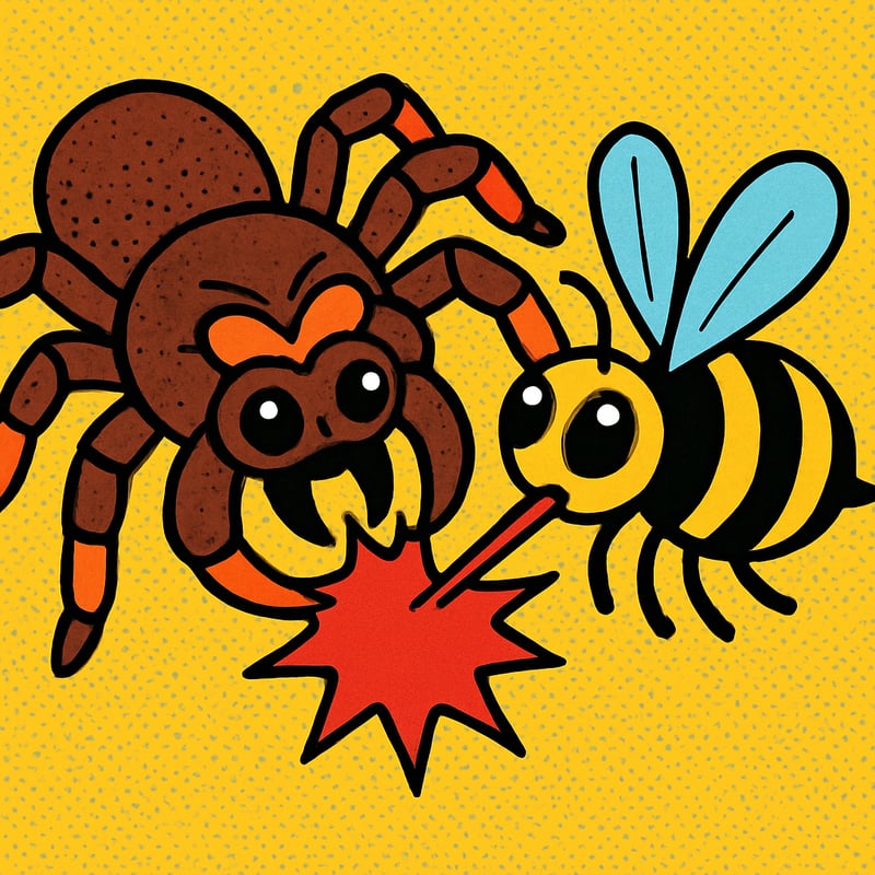 A tarantula's bite is about as bad as a bee sting.